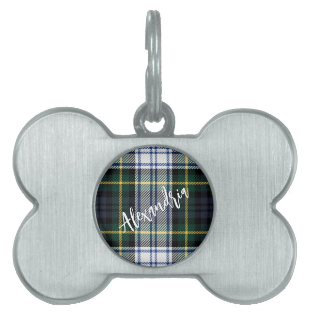 Rustic Plaid Gordon Tartan Pet ID Tag (Front)