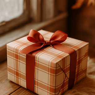 Rustic Plaid Grid Seamless Fall Pattern Wrapping Paper