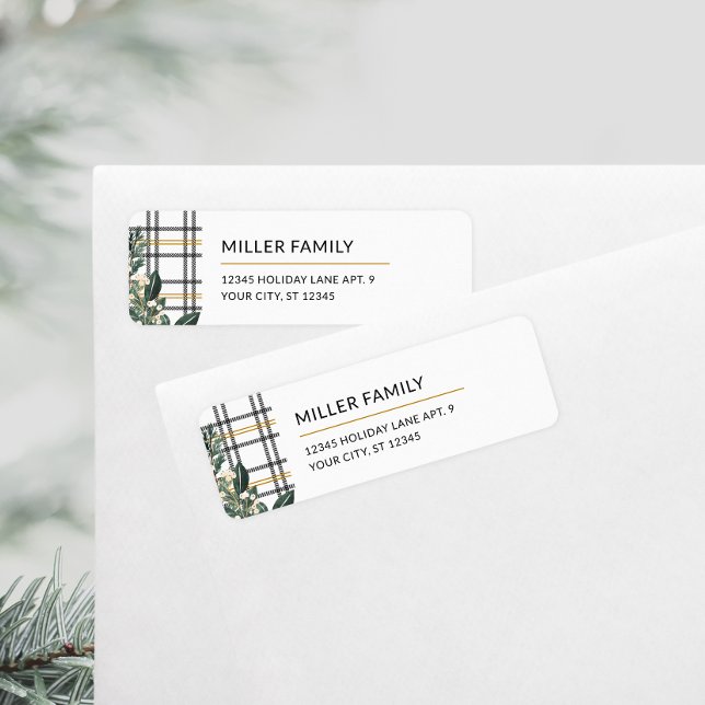 Rustic Plaid Holiday Return Address Label (Rustic Plaid Holiday Return Address Label)
