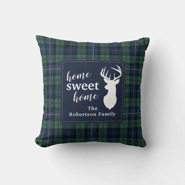 Rustic Plaid Holidays Robertson Family Tartan Cushion (Front)