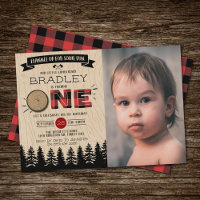 Rustic Plaid Lumberjack Boys 1st Birthday Photo