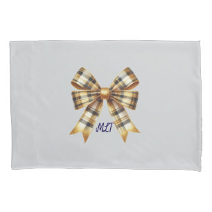Rustic Plaid Monogram Bow  Pillowcase