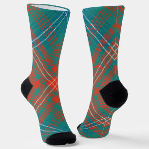 Rustic Plaid Orange Turquoise Wilson Tartan Socks