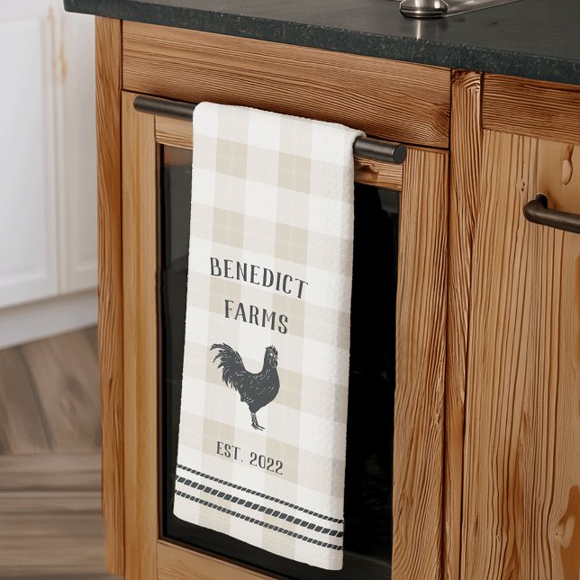 Rustic Plaid Personalised Farm Name Tea Towel (Creator Uploaded)