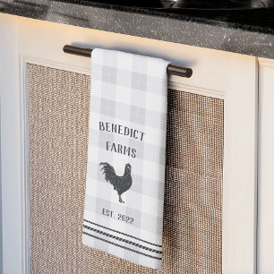 Rustic Plaid Personalised Farm Name Tea Towel