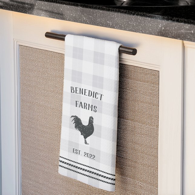 Rustic Plaid Personalised Farm Name Tea Towel (Creator Uploaded)