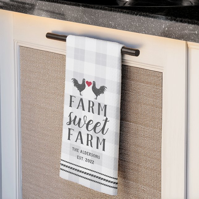 Rustic Plaid Personalised Farm Sweet Farm Tea Towel (Creator Uploaded)