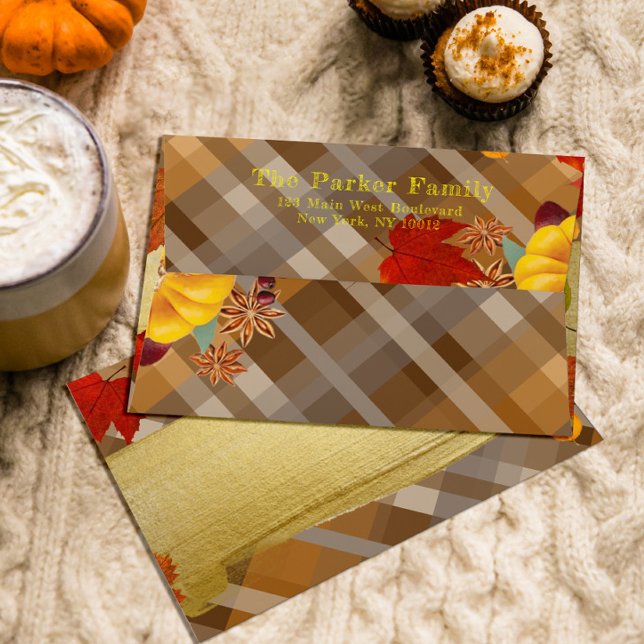 Rustic Plaid Pumpkin Fall Thanksgiving Envelope (Creator Uploaded)
