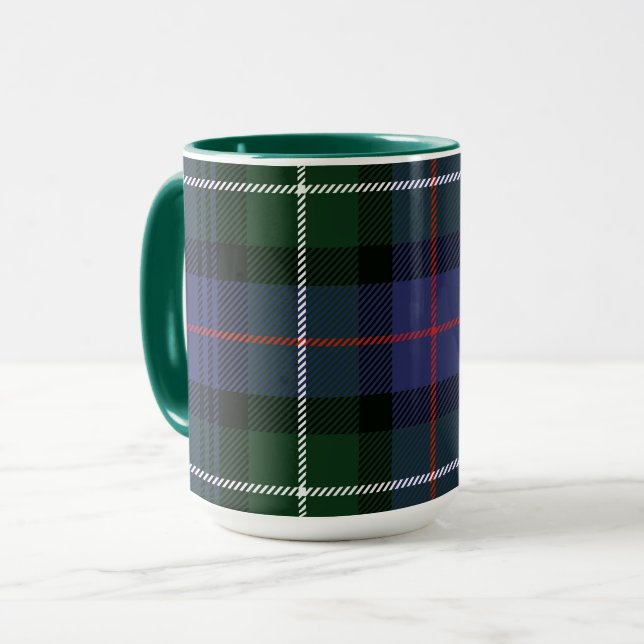 Rustic Plaid Purple and Green Tartan Mug (Front Left)
