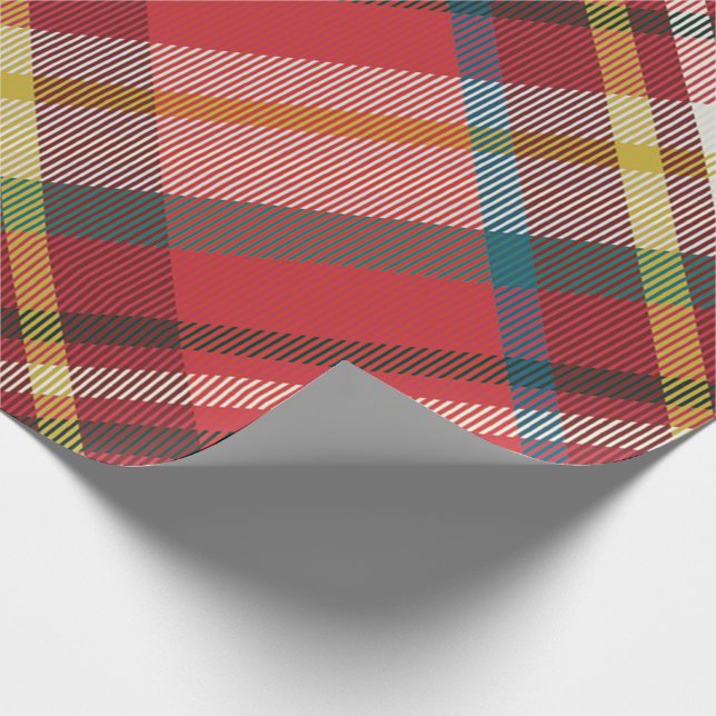 Rustic Plaid Red Christmas Wrapping Paper (Corner)