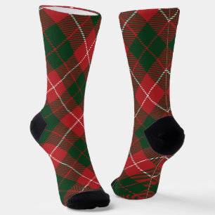 Rustic Plaid Red Green Tartan Holiday Socks
