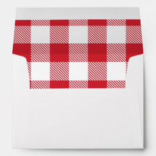 Rustic Plaid Red White Gingham Return Address Envelope