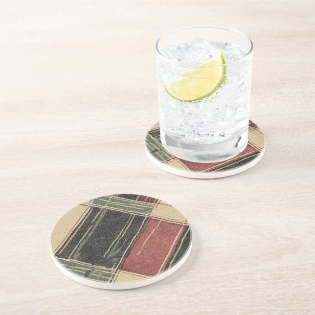 Rustic Plaid Sandstone Coaster (Side)