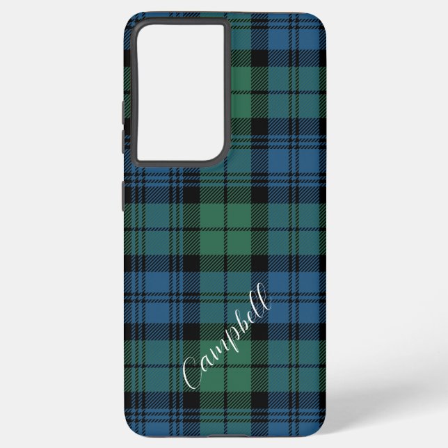 Rustic Plaid Script Campbell Tartan Custom Samsung Galaxy S21 Ultra Case (Back)