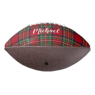 Rustic Plaid Script Red Green Tartan Personalised Football
