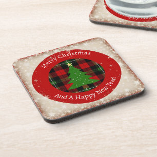 Rustic Plaid Snowflake Coaster