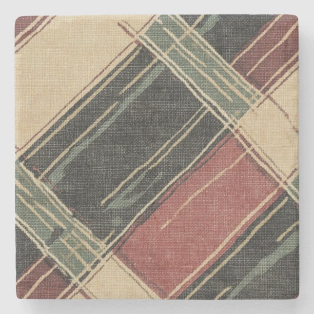 Rustic Plaid Stone Coaster (Front)