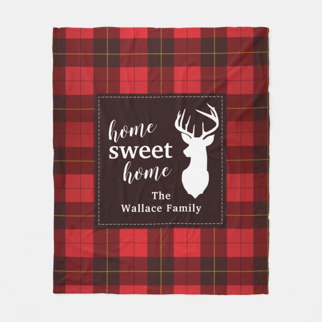 Rustic Plaid Sweet Home Farmhouse Wallace Tartan Fleece Blanket (Front)