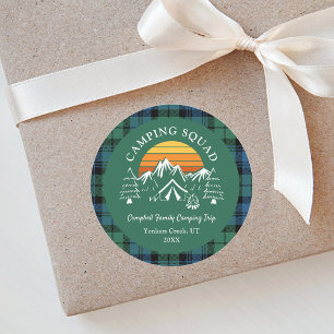 Rustic Plaid Tartan Family Camping Squad Campbell Classic Round Sticker