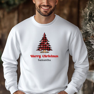 Rustic Plaid Tree Christmas Hoodie Farmhouse Style