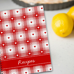 Rustic Plaid With Hearts Valentines Recipe Notebook