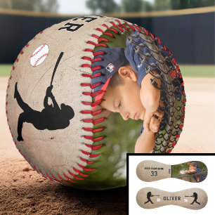 Rustic Player Silhouette Name Number Photo Baseball