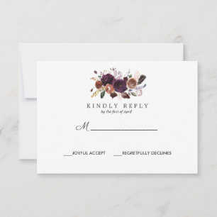 Rustic Plum Boho wedding Response RSVP
