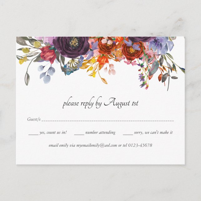 Rustic Plum Orange Fall RSVP Postcard (Front)