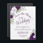 Rustic Plum Purple Floral Wedding Save the Date Magnetic Invitation<br><div class="desc">These beautiful magnetic cards will let your friends and family know to save the date for your upcoming wedding. They feature an elegant design with lacy script calligraphy and hand painted watercolor roses in shades of lavender, plum, and dusty purple. The rustic boho chic style makes these cards appropriate for...</div>