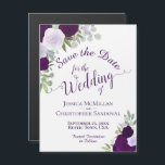 Rustic Plum Purple Floral Wedding Save the Date Magnetic Invitation<br><div class="desc">These beautiful magnetic cards will let your friends and family know to save the date for your upcoming wedding. They feature an elegant design with lacy script calligraphy and hand painted watercolor roses in shades of lavender, plum, and dusty purple. The rustic boho chic style makes these cards appropriate for...</div>