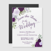 Rustic Plum Purple Floral Wedding Save the Date