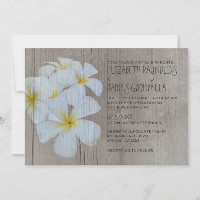 Rustic Plumeria Wedding Invitations (Front)