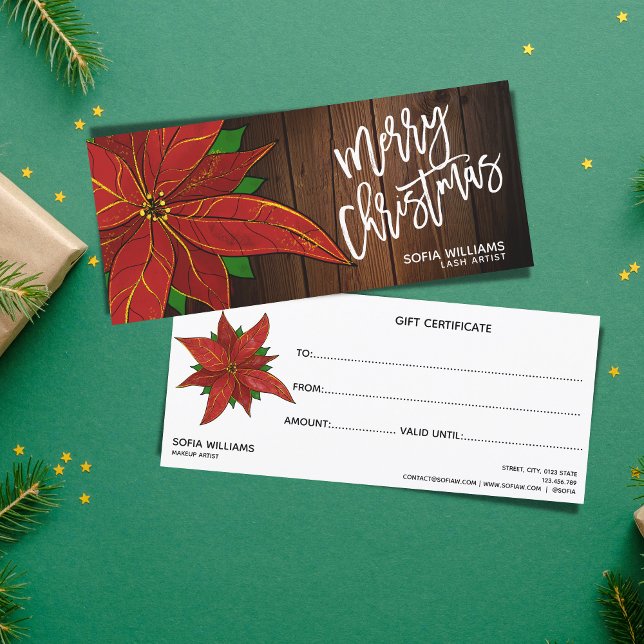 Rustic Poinsettia Christmas Certificate Gift Card (Creator Uploaded)