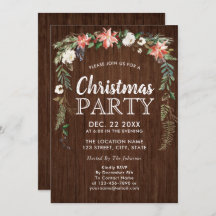 Rustic Poinsettia Floral Drop Wood Christmas Party