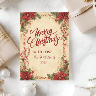 Rustic Poinsettia Holiday Card
