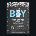Rustic Polar Bear Winter Boy Baby Shower Invitation<br><div class="desc">Rustic Polar Bear Winter Boy Baby Shower Invitation. White Snowflake. Baby its cold outside Baby Shower invitation. Boy Baby Shower Invitation. Winter Holiday Baby Shower Invite. Chalkboard Background. Black and White. For further customisation,  please click the "Customise it" button and use our design tool to modify this template.</div>