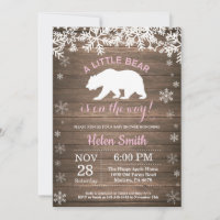 Rustic Polar Bear Winter Girl Baby Shower