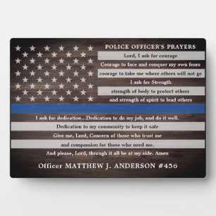 Rustic Police Officers Prayer Gift Thin Blue Line Plaque