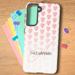 Rustic Polka Dot Azalea Pink Heart Pattern Custom Samsung Galaxy Case<br><div class="desc">This design features a white ombre bottom over a polka dot encircled rustic pastel azalea pink heart. The template text offers the opportunity for a name, monogram or both. Personalise the text fields, remove any or all text or edit using the design tool to select a font style, size, and...</div>