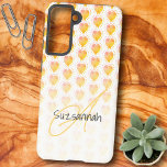 Rustic Polka Dot Golden Sand Yellow Heart Pattern  Samsung Galaxy Case<br><div class="desc">This design features a white ombre bottom over a polka dot encircled rustic pastel golden sand yellow heart pattern. The template text offers the opportunity for a name, monogram or both. Personalise the text fields, remove any or all text or edit using the design tool to select a font style,...</div>