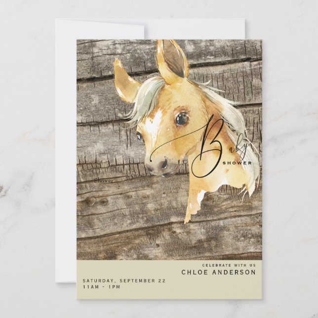 Rustic Pony Baby Shower Invitation (Front)