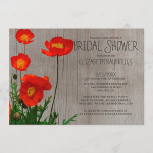 Rustic Poppies Bridal Shower Invitations