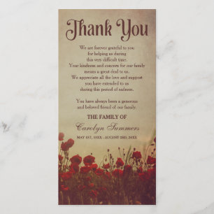 Rustic Poppy Field Sympathy Thank You Card
