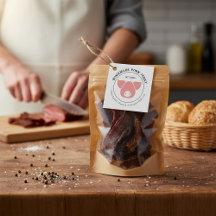 Rustic Pork Jerky Tag with Pig Silhouette 