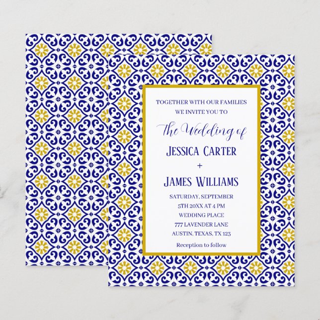 Rustic Portuguese Tiles Mediterranean Wedding (Front/Back)