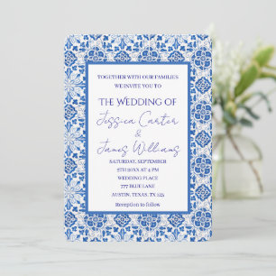 Rustic Portuguese Tiles Mediterranean Wedding Invitation