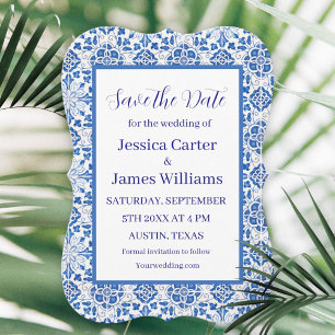 Rustic Portuguese Tiles Mediterranean Wedding Invitation