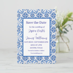 Rustic Portuguese Tiles Mediterranean Wedding Invitation