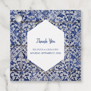 Rustic Portuguese Tiles Wedding Gift Favour Tags