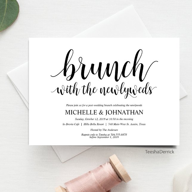 Rustic Post Wedding Brunch Invitation Card (Brunch With The Newlyweds, Post Wedding Elopement Celebration Invitation Card)